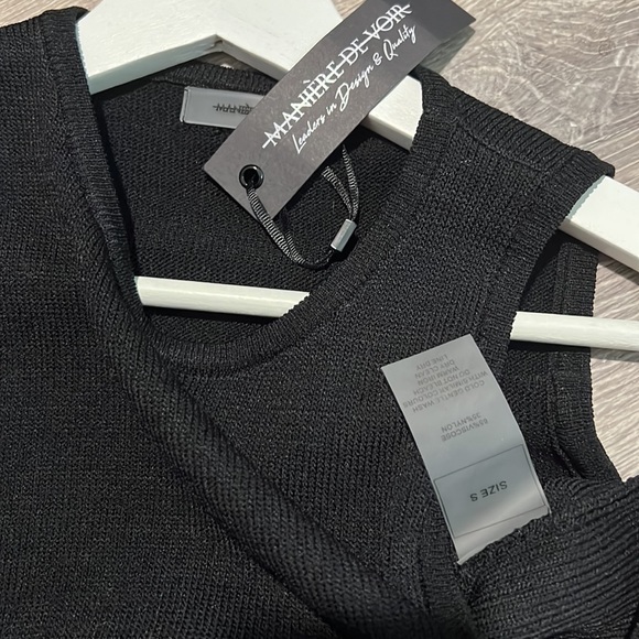 Maniere De Voir Knitted Top Crop and Kitted Pants set in black - Picture 6 of 6